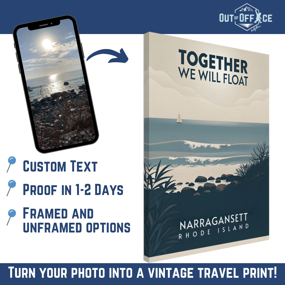 Minimalist Vintage Style Travel Poster from YOUR Photo Canvas Wall Art - Out of Office Outfitters - Print Material