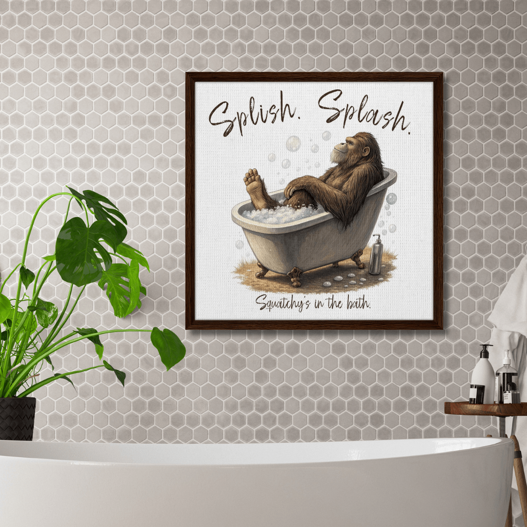Sasquatch in the Bath Canvas Wall art - Out of Office Outfitters - Print Material