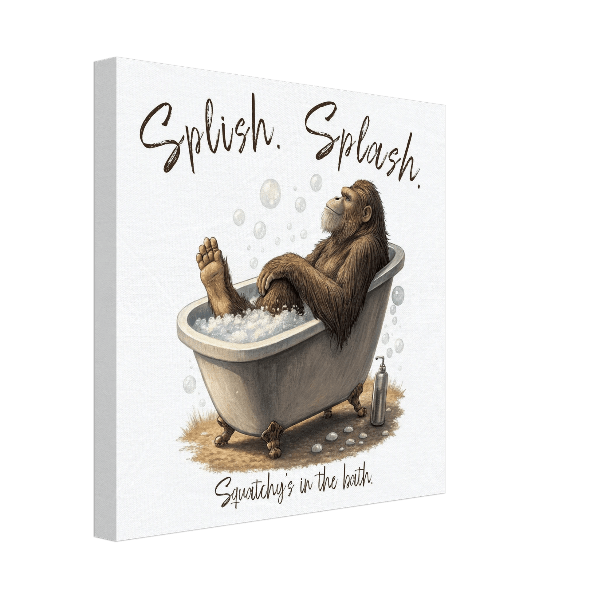 Sasquatch in the Bath Canvas Wall art - Out of Office Outfitters - Print Material