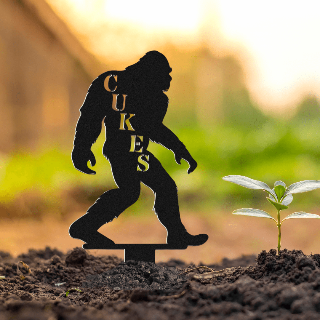 Sasquatch Metal Garden Row Marker with Custom Text - Out of Office Outfitters - Die - Cut Sign
