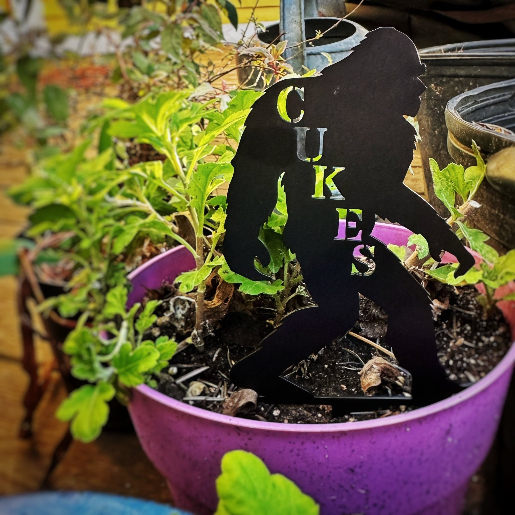 Sasquatch Metal Garden Row Marker with Custom Text - Out of Office Outfitters - Die - Cut Sign