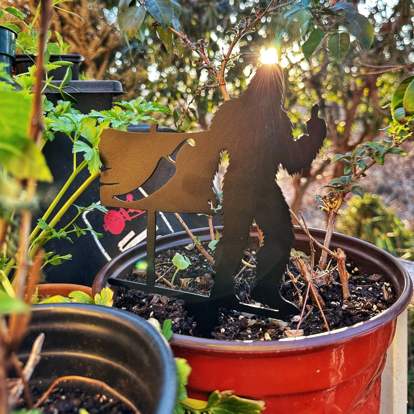 Sasquatch Sign Metal Garden Row Marker With Icon - Out of Office Outfitters - Die - Cut Sign