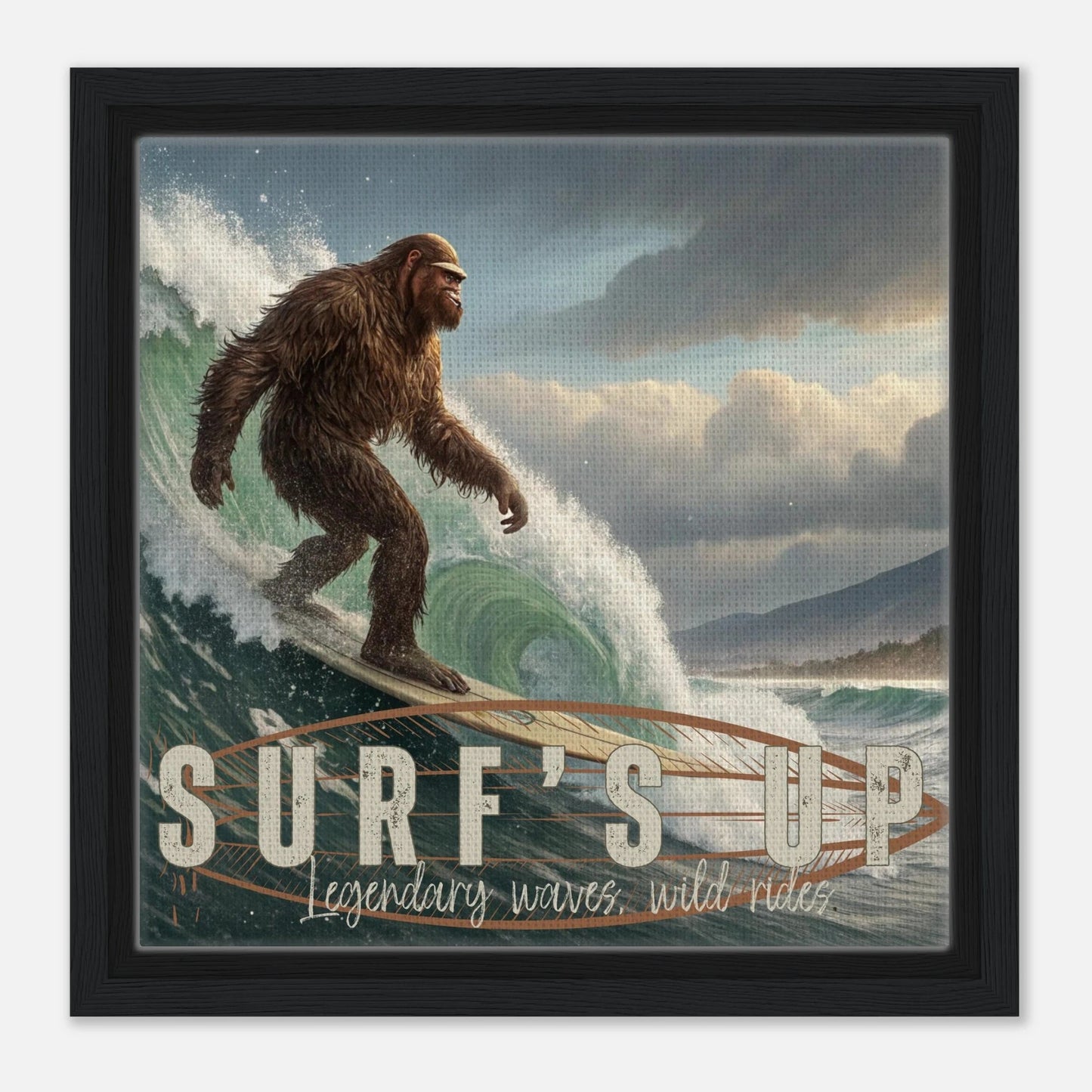 Sasquatch Surf's Up Wall art - Out of Office Outfitters - Print Material