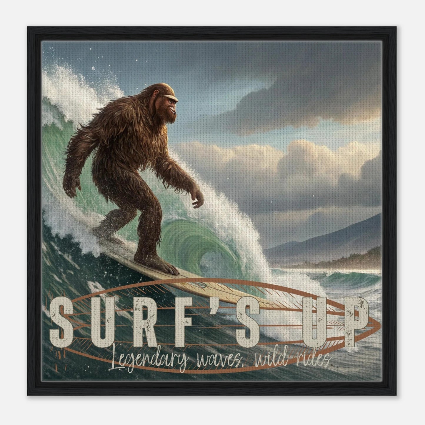 Sasquatch Surf's Up Wall art - Out of Office Outfitters - Print Material