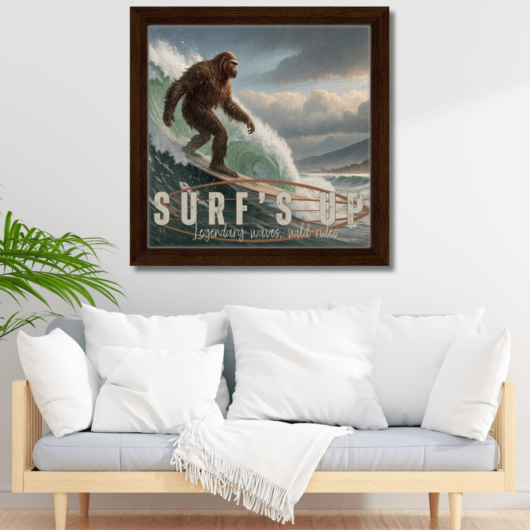 Sasquatch Surf's Up Wall art - Out of Office Outfitters - Print Material