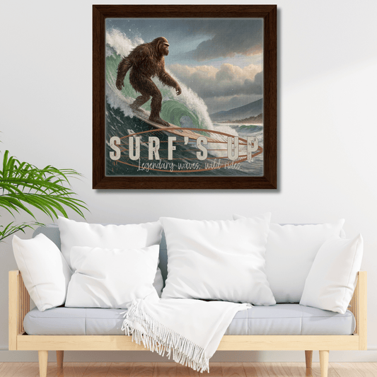 Sasquatch Surf's Up Wall art - Out of Office Outfitters - Print Material