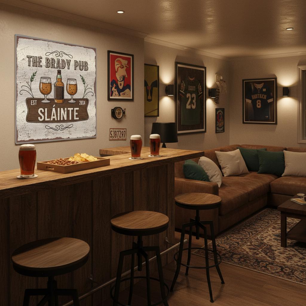 Slainte Irish Pub Brushed Aluminum Bar Sign - Out of Office Outfitters - Print Material