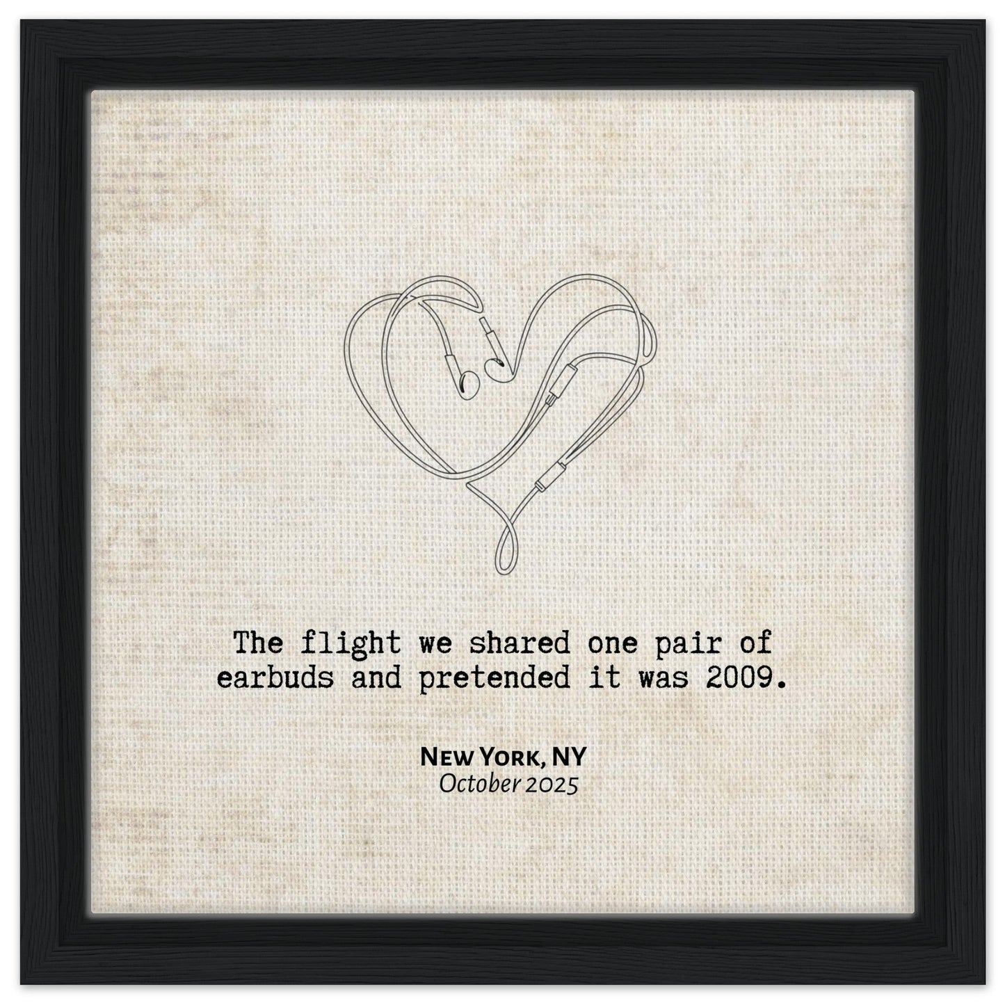 "The Flight We Shared Earbuds" - Personalized Travel Micro Memory Framed Canvas - Out of Office Outfitters - Print Material