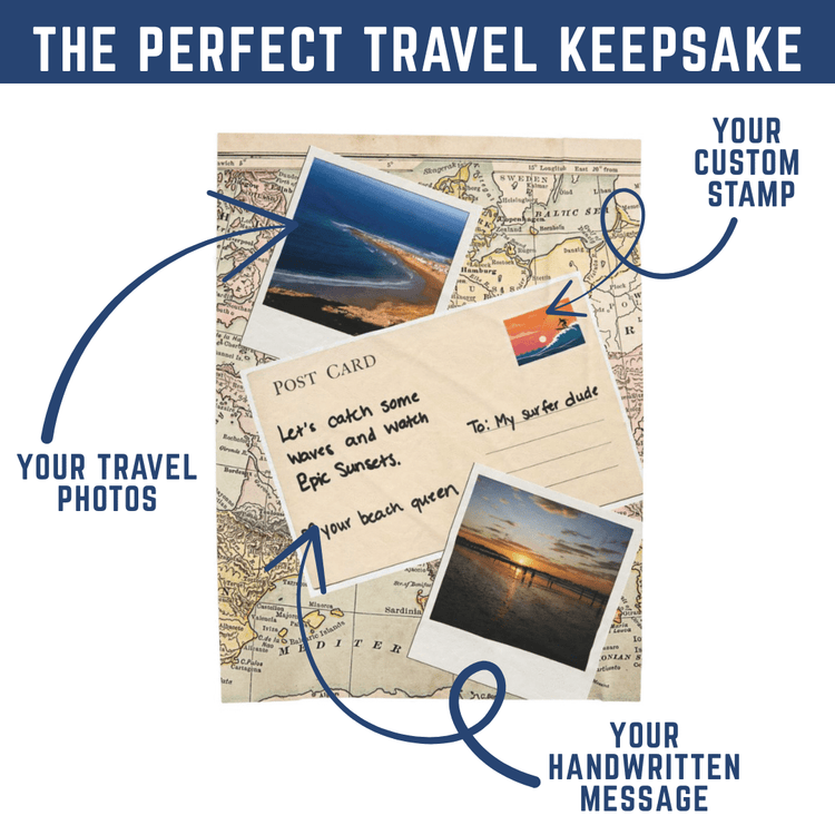 Postcard Blankets Featuring Your Handwritten Message - Out of Office Outfitters