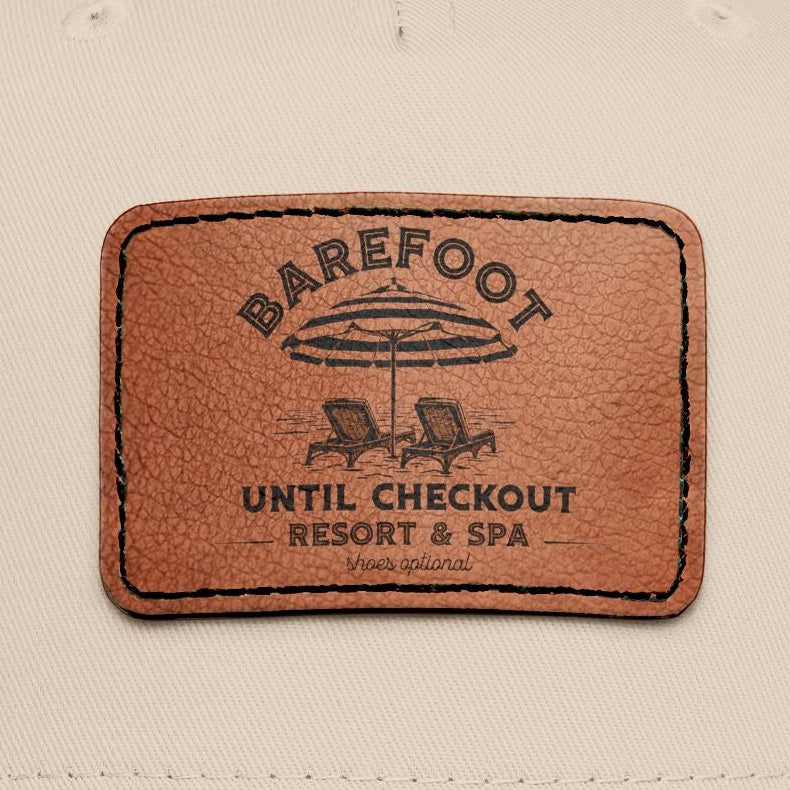 Hat featuring "Barefoot Until Checkout Resort & Spa"