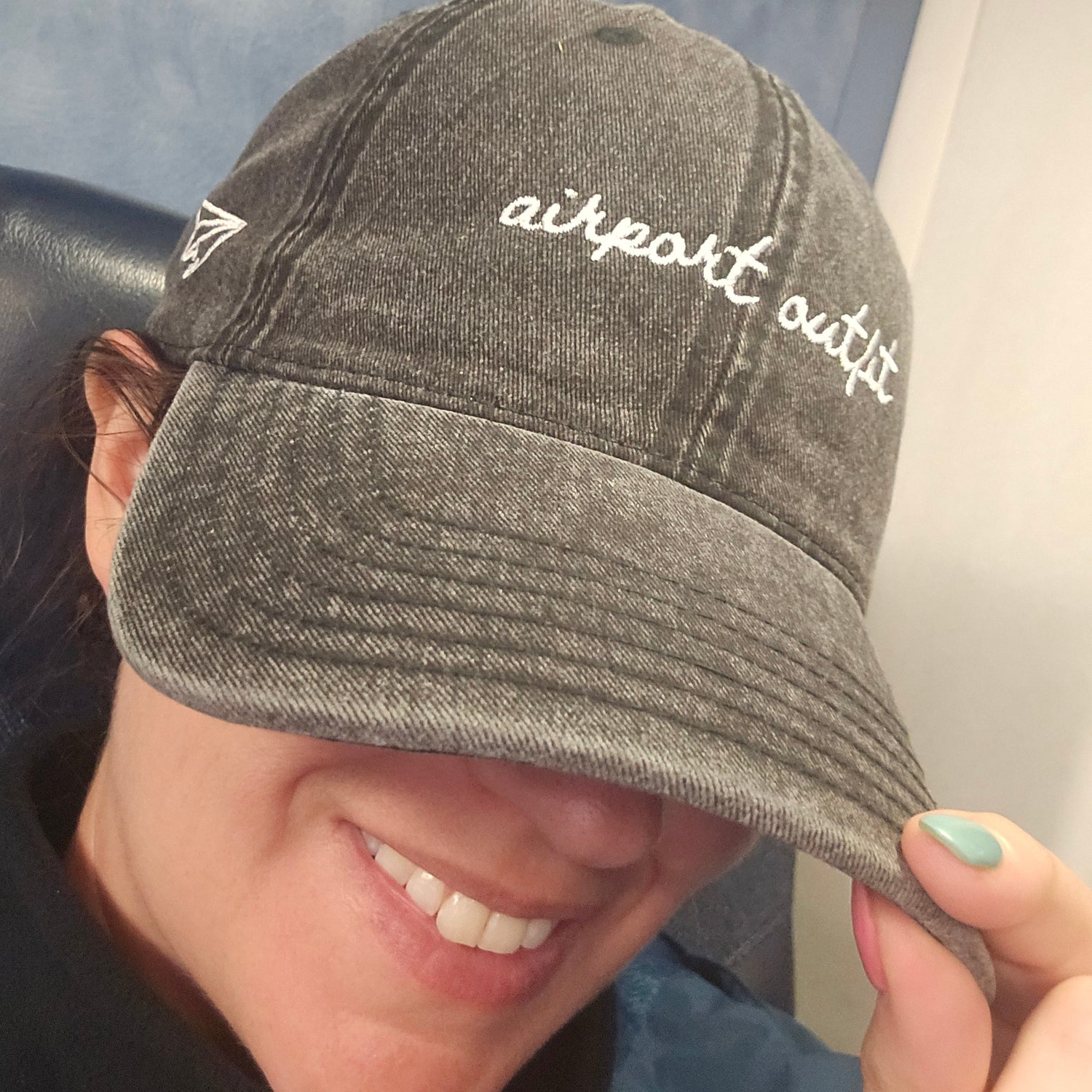 "Airport Outfit" Funny Hat for Travel Lovers - on woman
