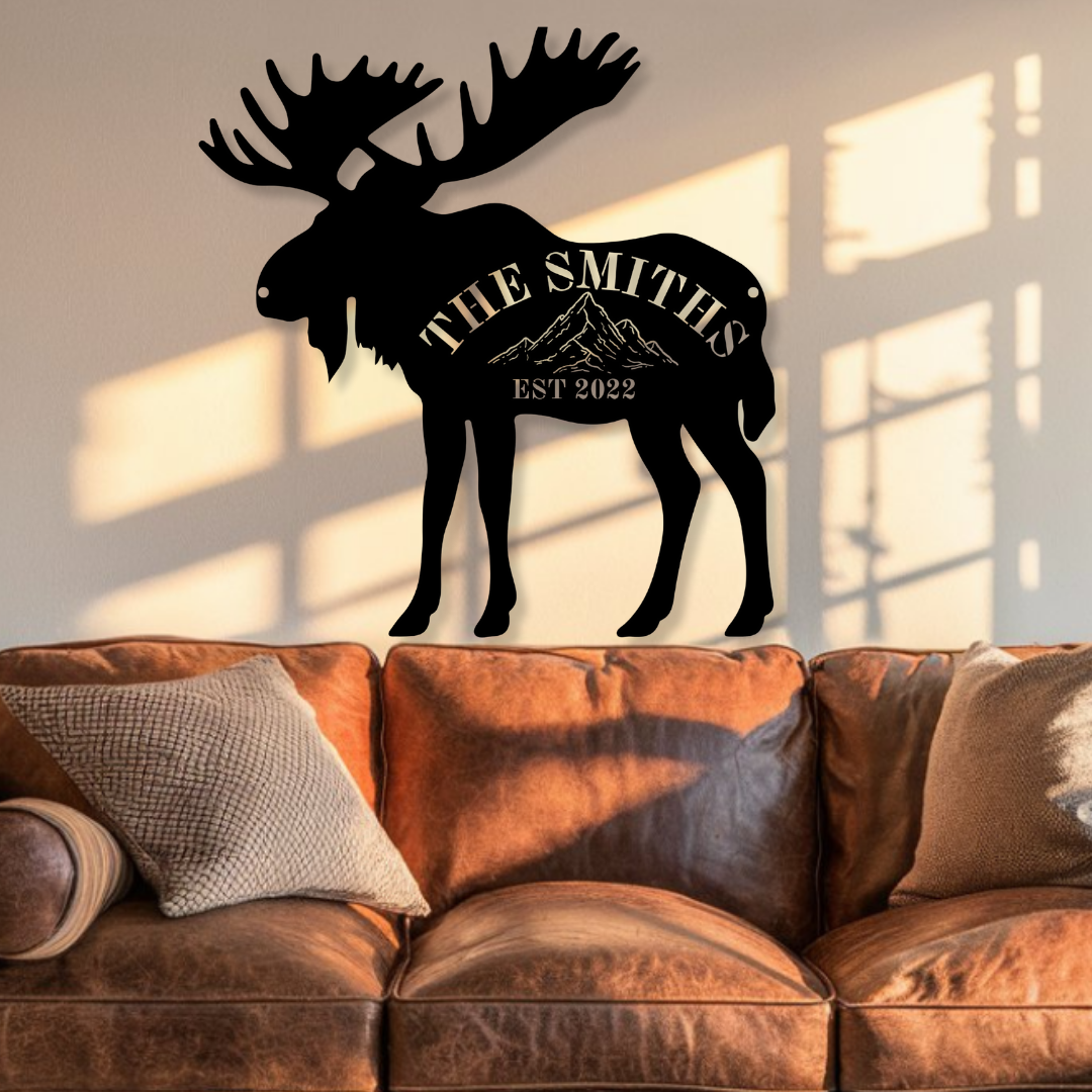 Moose Family Metal Wall Art