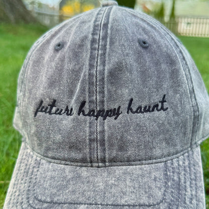 "Future Happy Haunt" - Travel hat for theme park lovers- close up