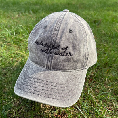 "Hydrated but not with water" - Funny Travel Hat for Beach Lovers - to side