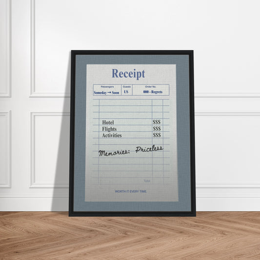 Memories: Priceless — Travel Receipt Typography