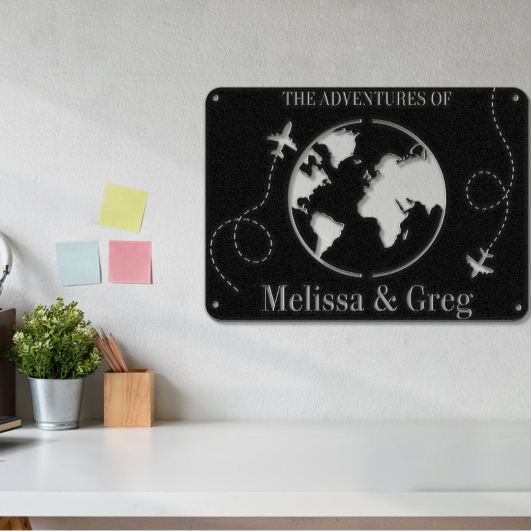 Around the World Magnet Board - Out of Office Outfitters - Die - Cut Sign