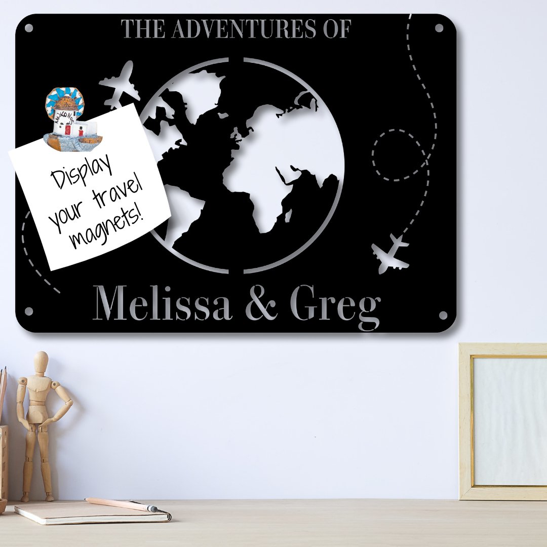 Around the World Magnet Board - Out of Office Outfitters - Die - Cut Sign