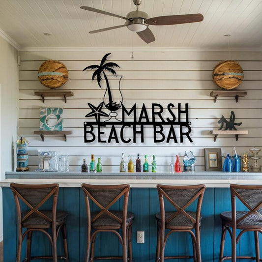 Beach Bar Metal Sign - Out of Office Outfitters - Die - Cut Sign