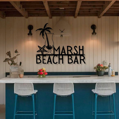 Beach Bar Metal Sign - Out of Office Outfitters - Die - Cut Sign