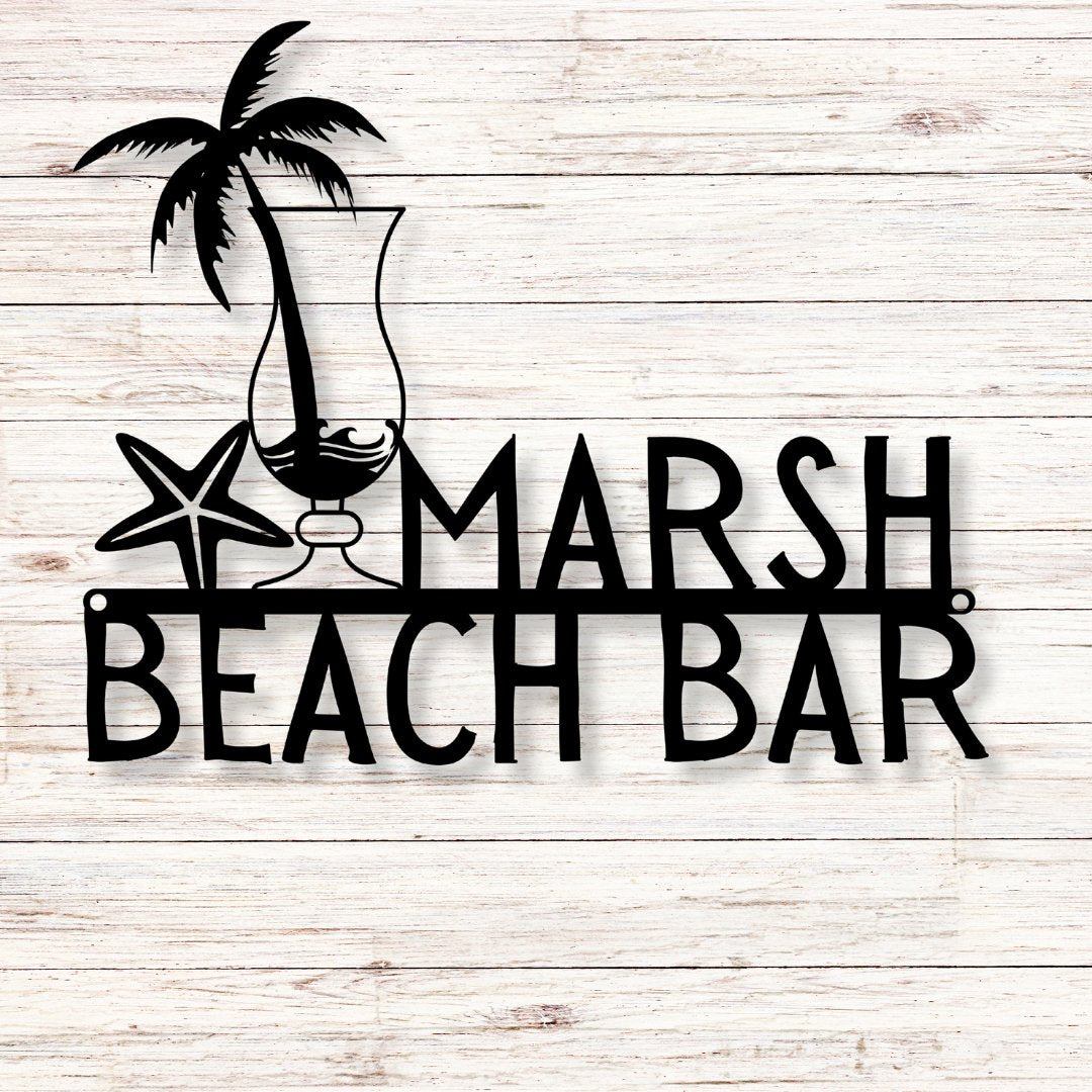 Beach Bar Metal Sign - Out of Office Outfitters - Die - Cut Sign