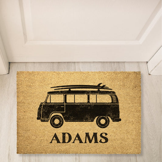 Beach Bus | Surfer Vibes Door Mat (Personalize Me!) - Out of Office Outfitters -Home Goods