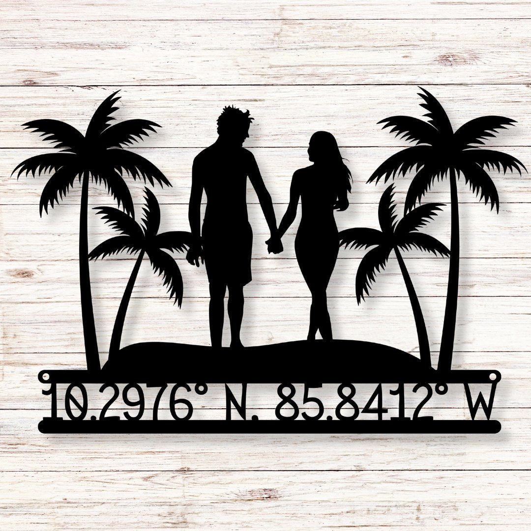 Beach Coordinates Metal Sign (Personalize Me!) - Out of Office Outfitters - Die - Cut Sign