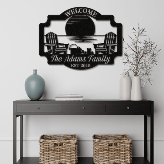 Beach Family Welcome Sign - Out of Office Outfitters - Die - Cut Sign