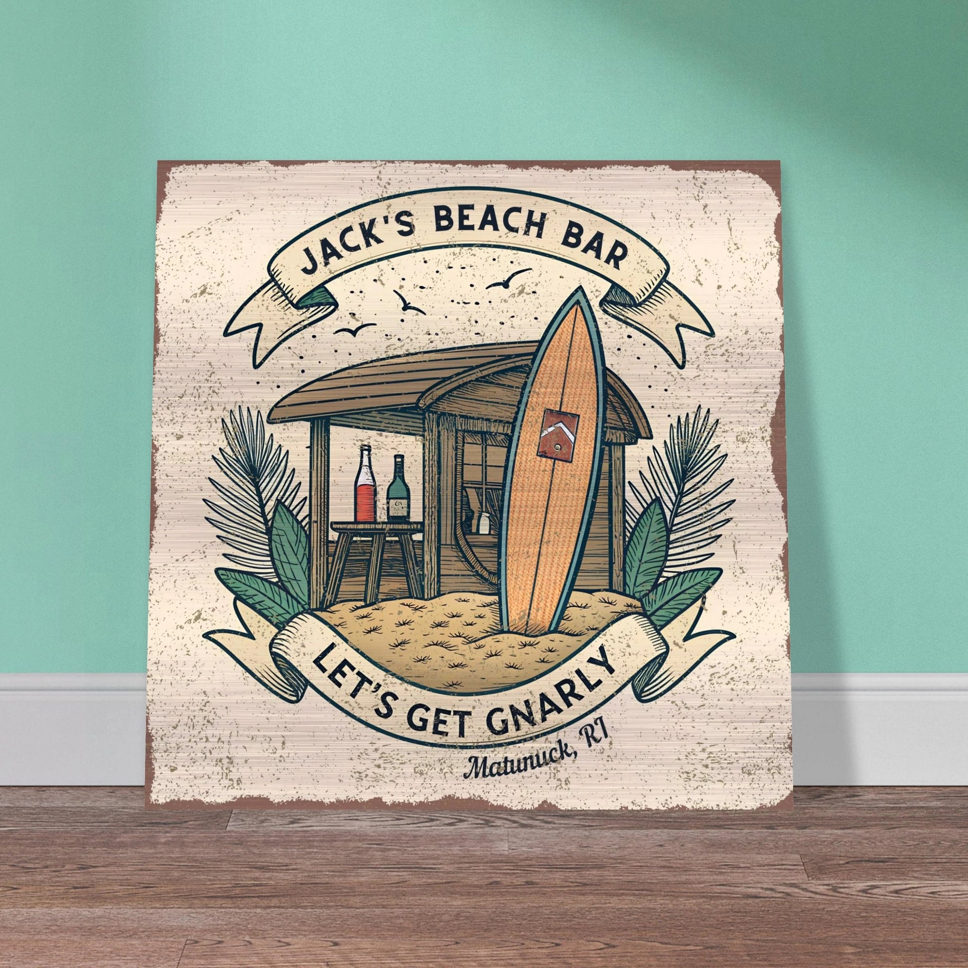 Beach Shack Brushed Aluminum Bar Sign - Out of Office Outfitters - Print Material
