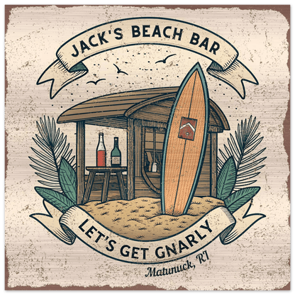 Beach Shack Brushed Aluminum Bar Sign - Out of Office Outfitters - Print Material