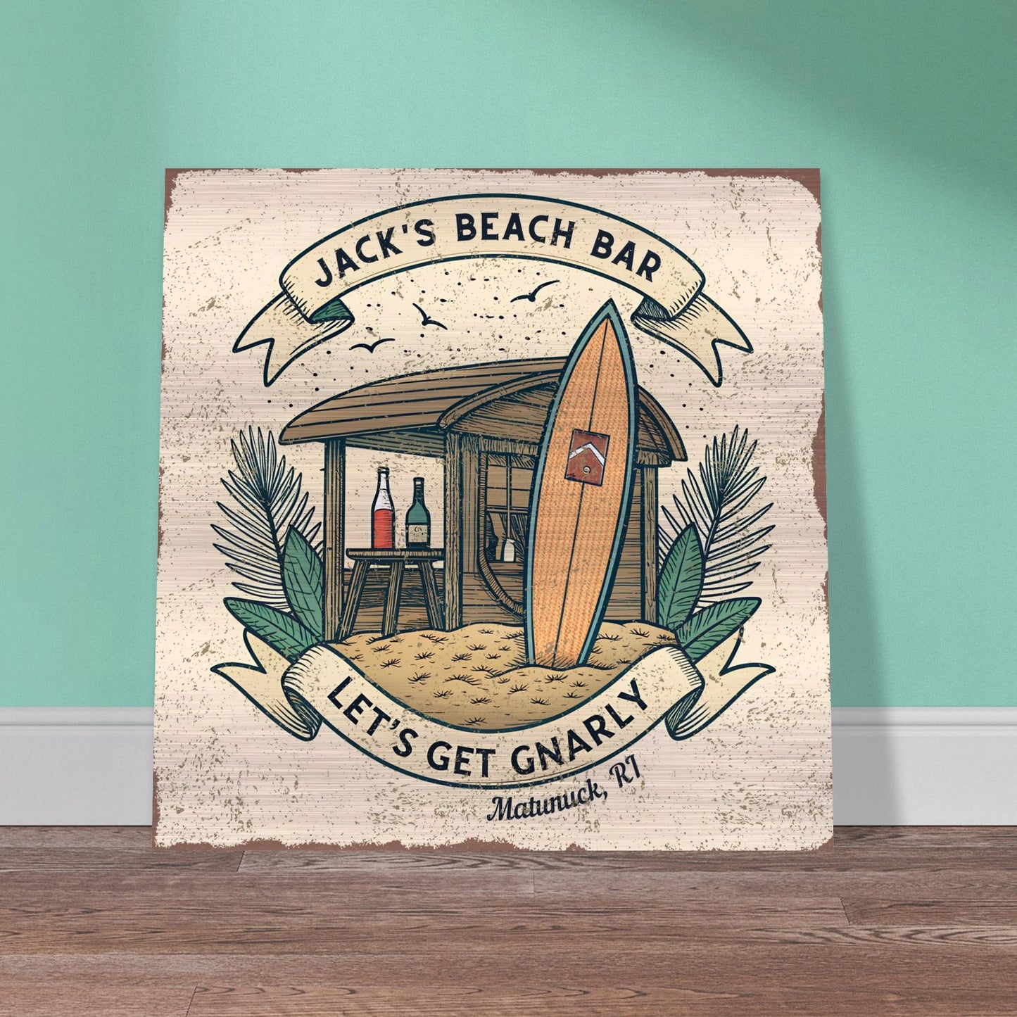 Beach Shack Brushed Aluminum Bar Sign - Out of Office Outfitters - Print Material