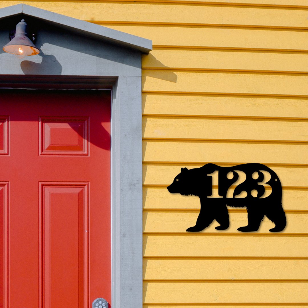 Bear Custom House Number Sign - Out of Office Outfitters - Die - Cut Sign