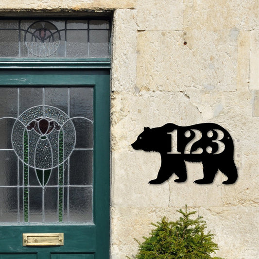 Bear Custom House Number Sign - Out of Office Outfitters - Die - Cut Sign