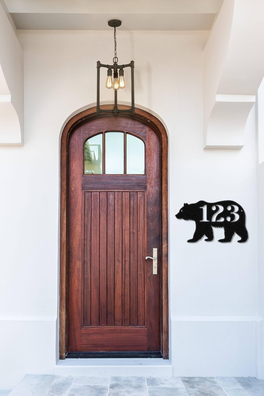 Bear Custom House Number Sign - Out of Office Outfitters - Die - Cut Sign