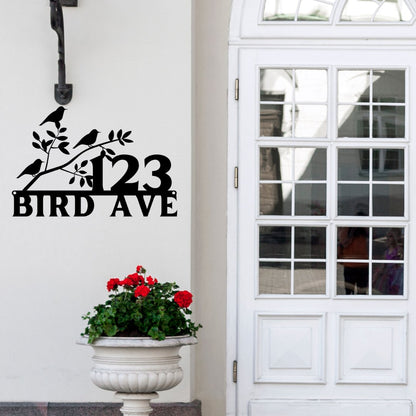 Bird Branch Custom Metal Address Sign - Out of Office Outfitters - Die - Cut Sign