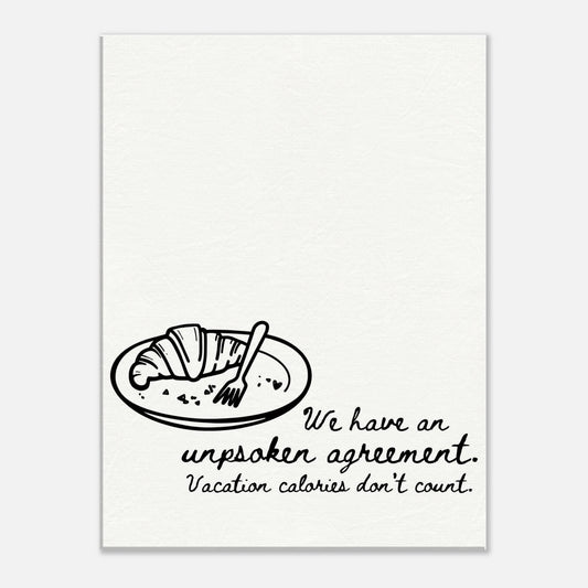 Calories Don't Exist on Vacation - Travel Couple Art - Out of Office Outfitters - Print Material