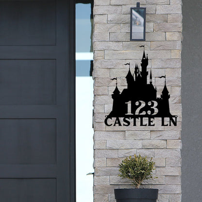 Castle Custom Metal Address Sign - Out of Office Outfitters - Die - Cut Sign