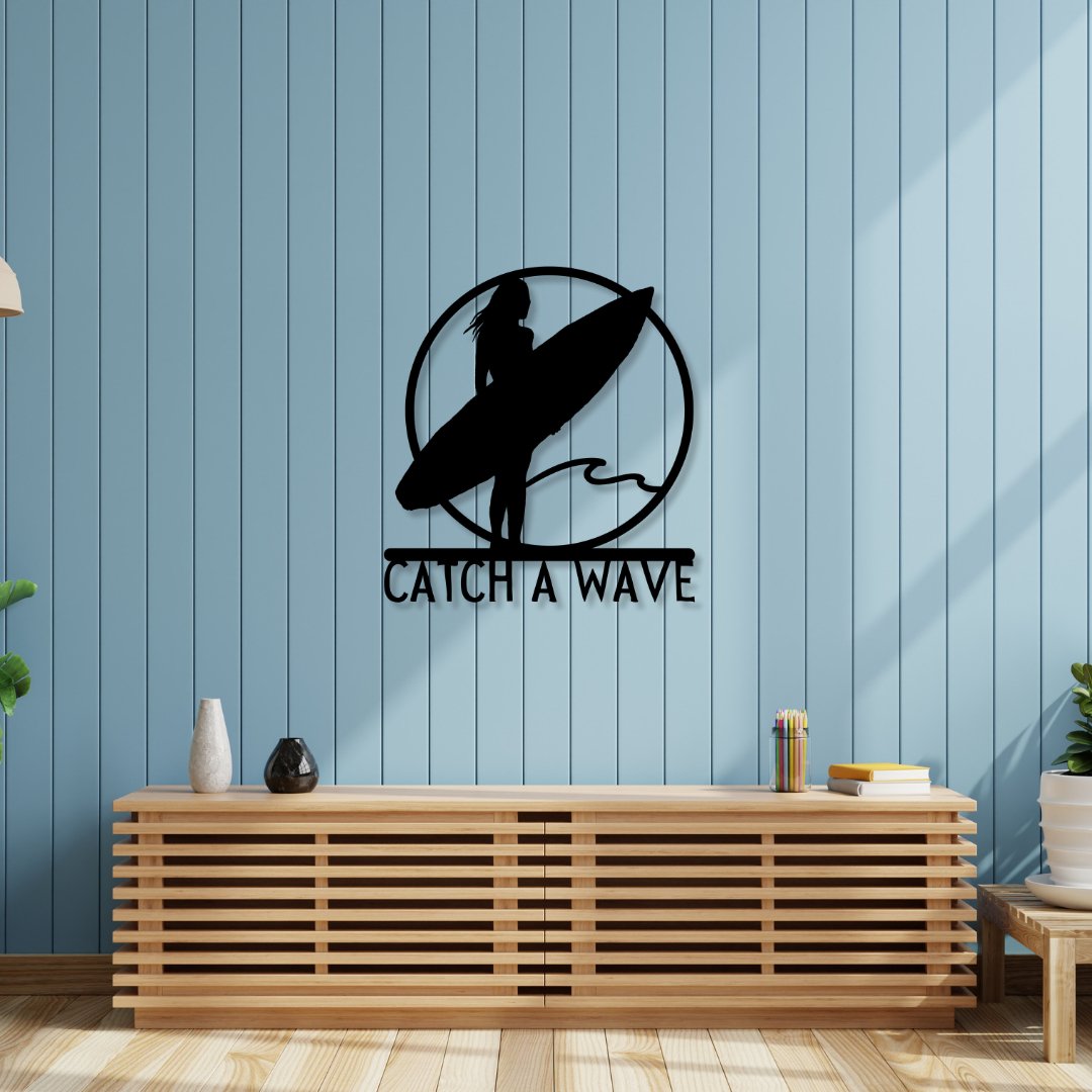 Catch a Wave Metal Sign (Personalize Me!) - Out of Office Outfitters - Die - Cut Sign