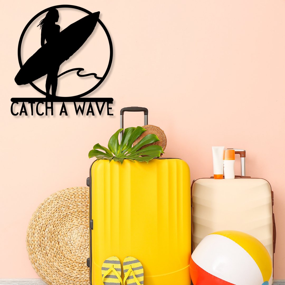 Catch a Wave Metal Sign (Personalize Me!) - Out of Office Outfitters - Die - Cut Sign