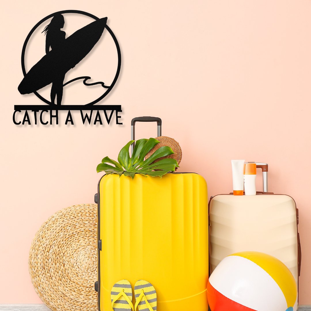 Catch a Wave | Surfer Vibes Metal Sign (Personalize Me!) - Out of Office Outfitters -Die-Cut Sign