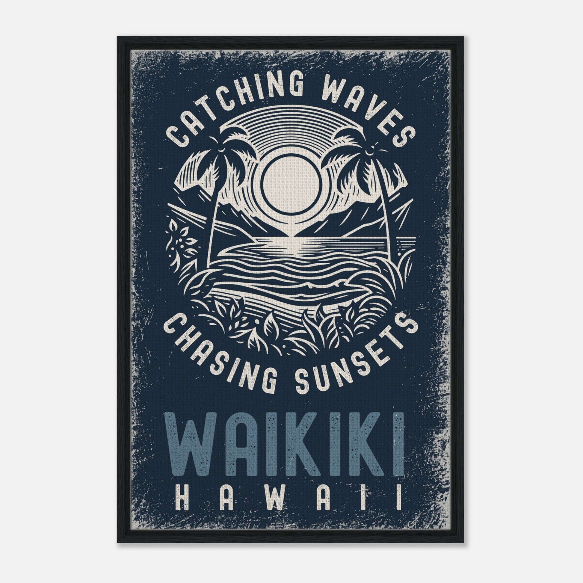 Catching Waves, Chasing Sunsets Framed Canvas - Out of Office Outfitters - Print Material