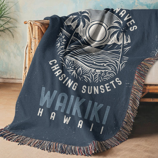 Catching Waves, Chasing Sunsets Woven Blanket - Out of Office Outfitters - Home Decor