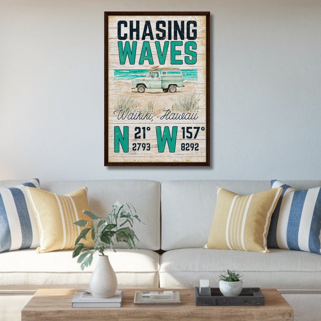 Chasing Waves Framed Canvas - Out of Office Outfitters - Print Material