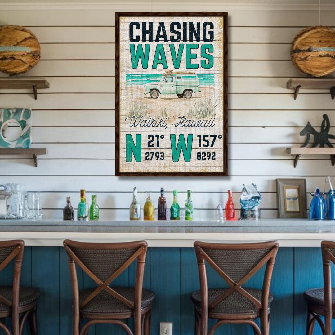 Chasing Waves Framed Canvas - Out of Office Outfitters - Print Material