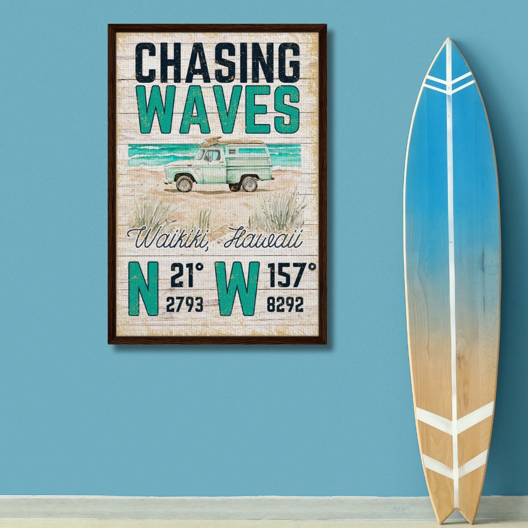 Chasing Waves Framed Canvas - Out of Office Outfitters - Print Material