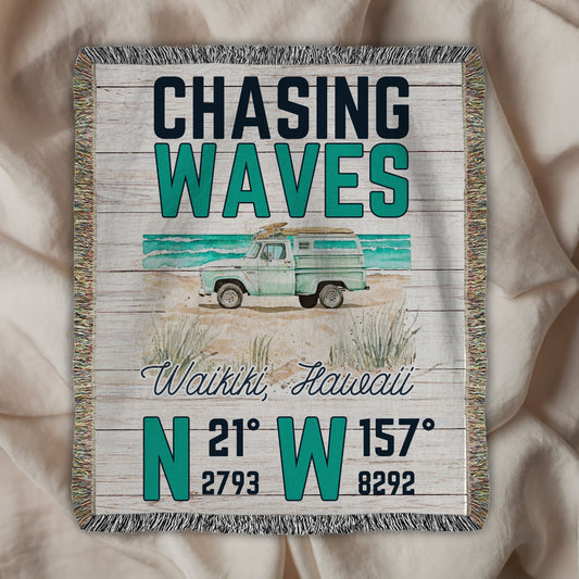 Chasing Waves Woven Blanket - Out of Office Outfitters - Home Decor