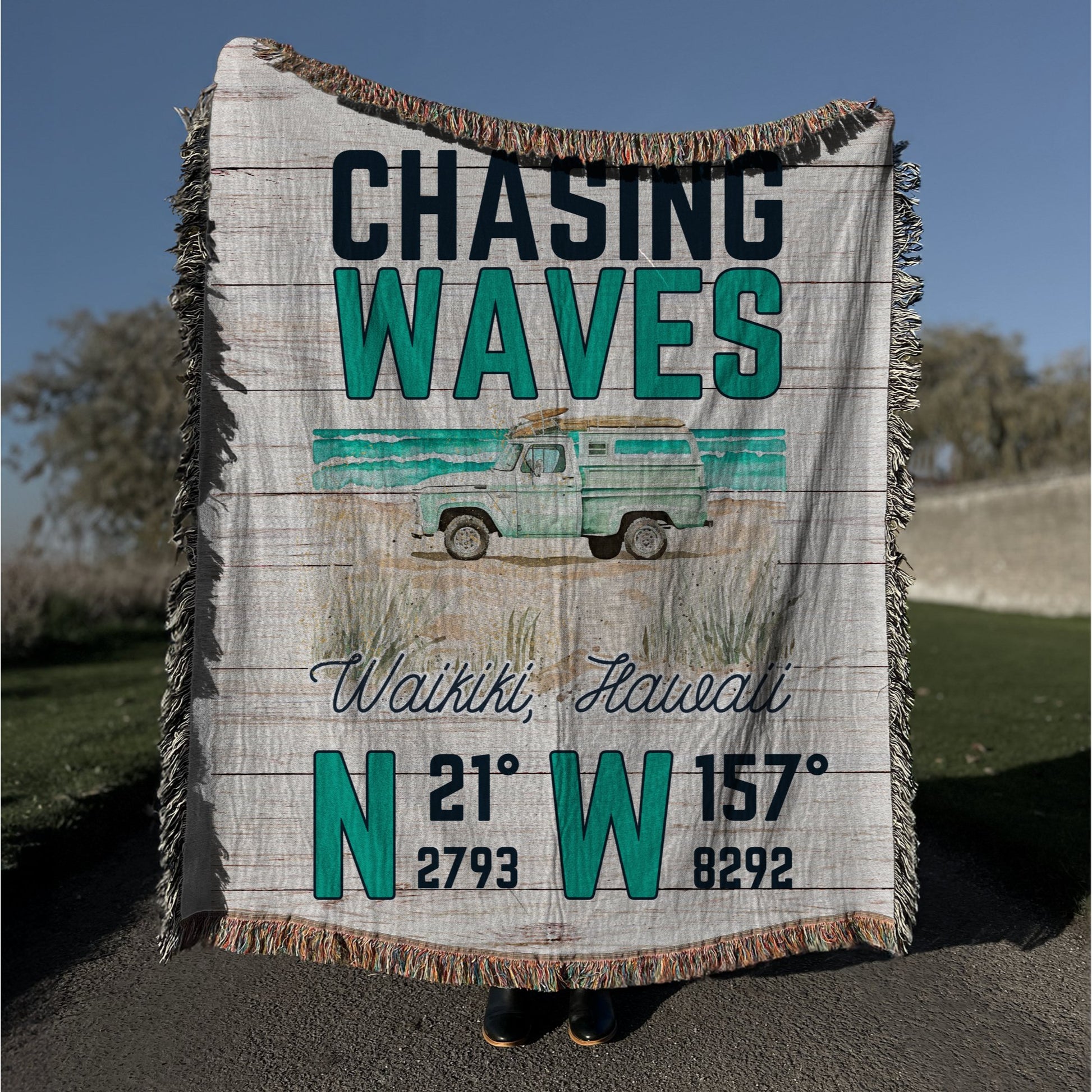 Chasing Waves Woven Blanket - Out of Office Outfitters - Home Decor