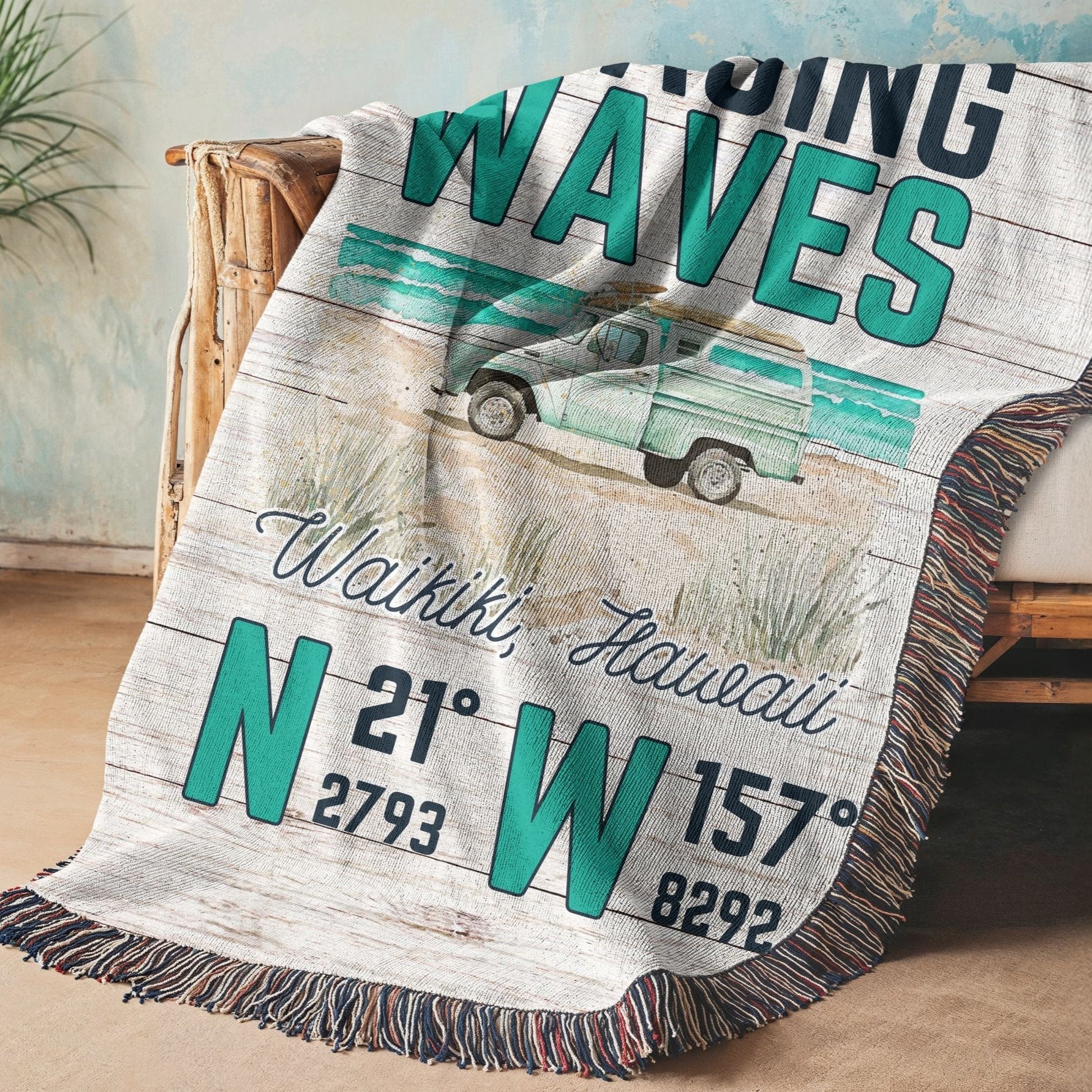 Chasing Waves Woven Blanket - Out of Office Outfitters - Home Decor