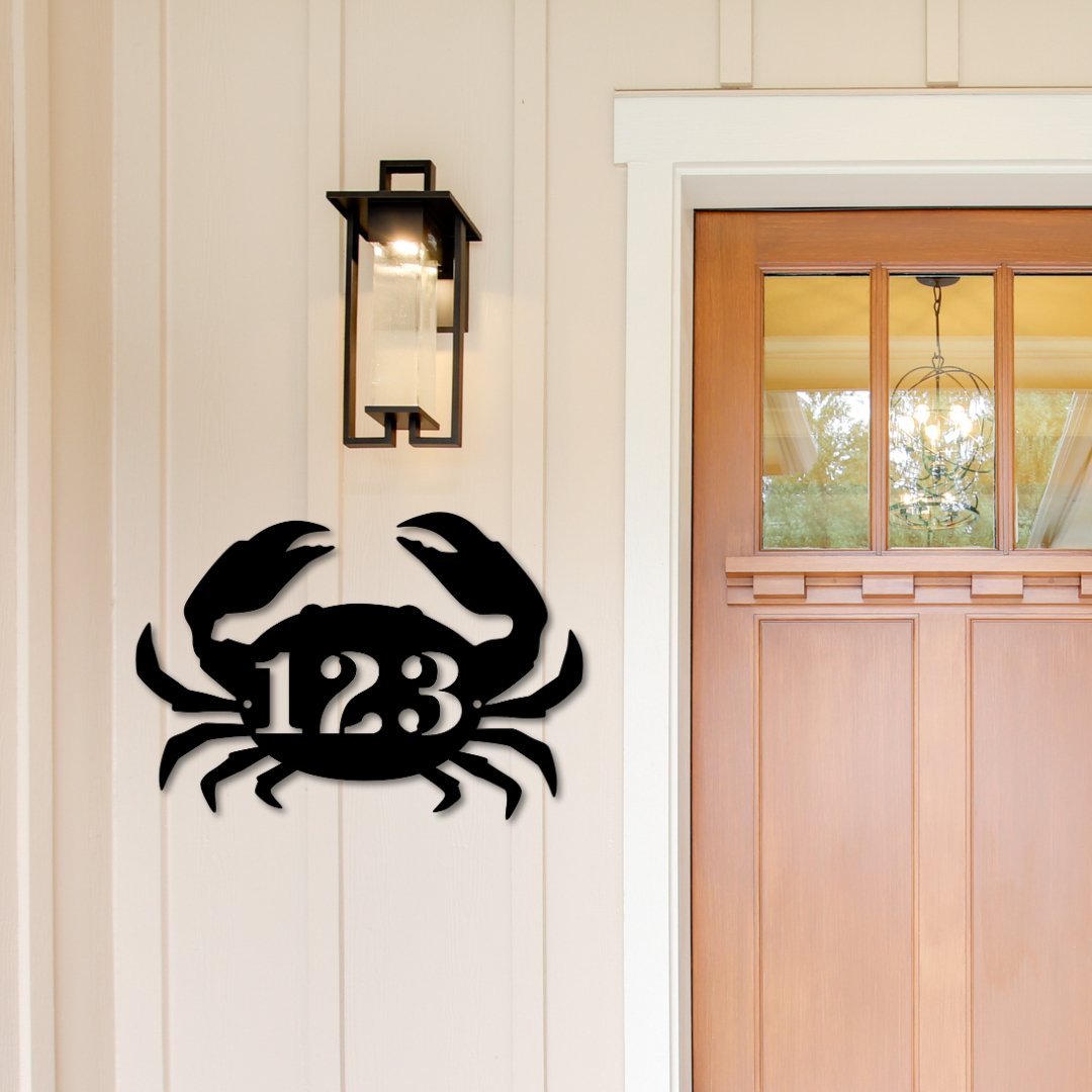 Crab Custom House Number Sign - Out of Office Outfitters - Die - Cut Sign