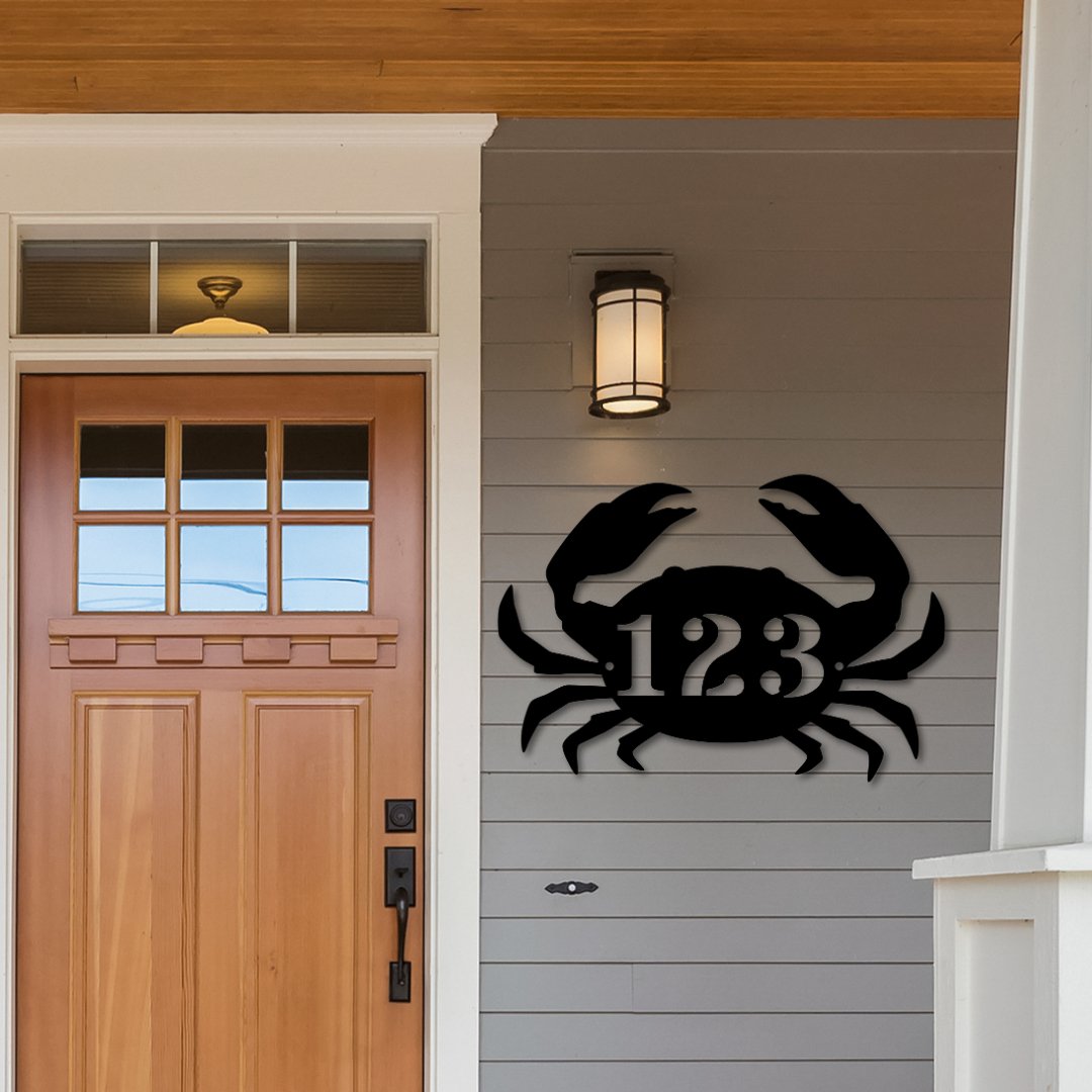 Crab Custom House Number Sign - Out of Office Outfitters - Die - Cut Sign