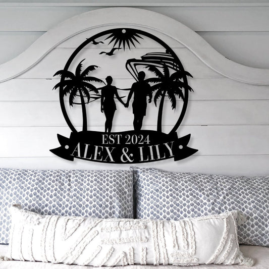 Cruise Couple Metal Sign (Personalize Me!) - Out of Office Outfitters - Die - Cut Sign